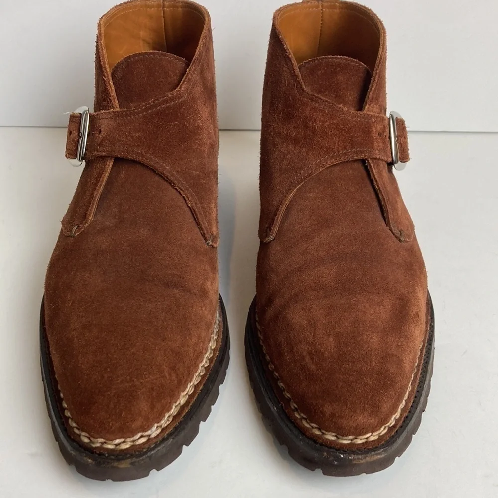 BONTONI Visionario Brown Suede Monk Boot 9.5 Italian Designer Old Money Luxury